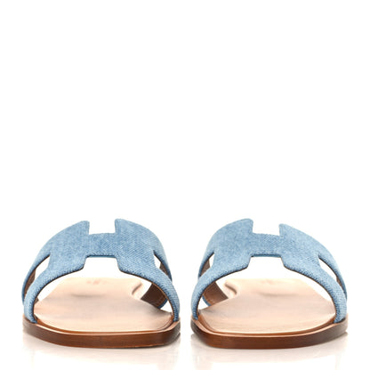 Hermes Denim Canvas Oran Sandals 36.5 Bleu Clair 2 of 9