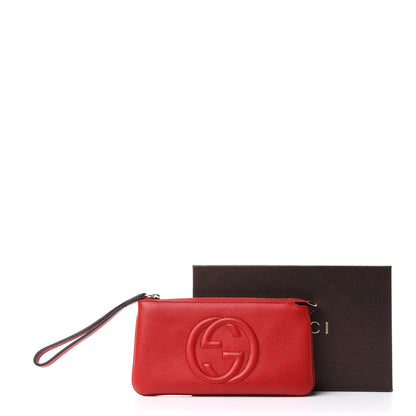 Gucci Pebbled Calfskin Soho Wristlet Vibrant Red 7 of 7