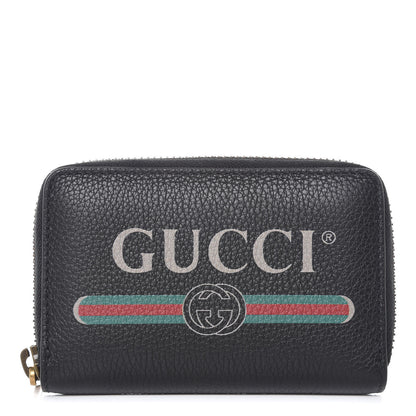Gucci Calfskin Logo Zip Around Card Case Black 1 of 6