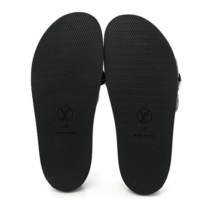 Louis Vuitton Calfskin Embossed Monogram Sunset Flat Comfort Mule 38 Black 5 of 10