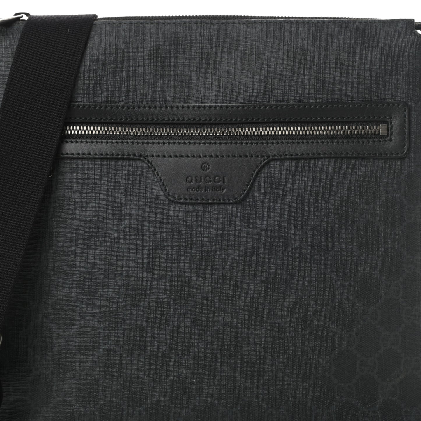 GG Supreme Monogram Crossbody Messenger Bag Black Grey