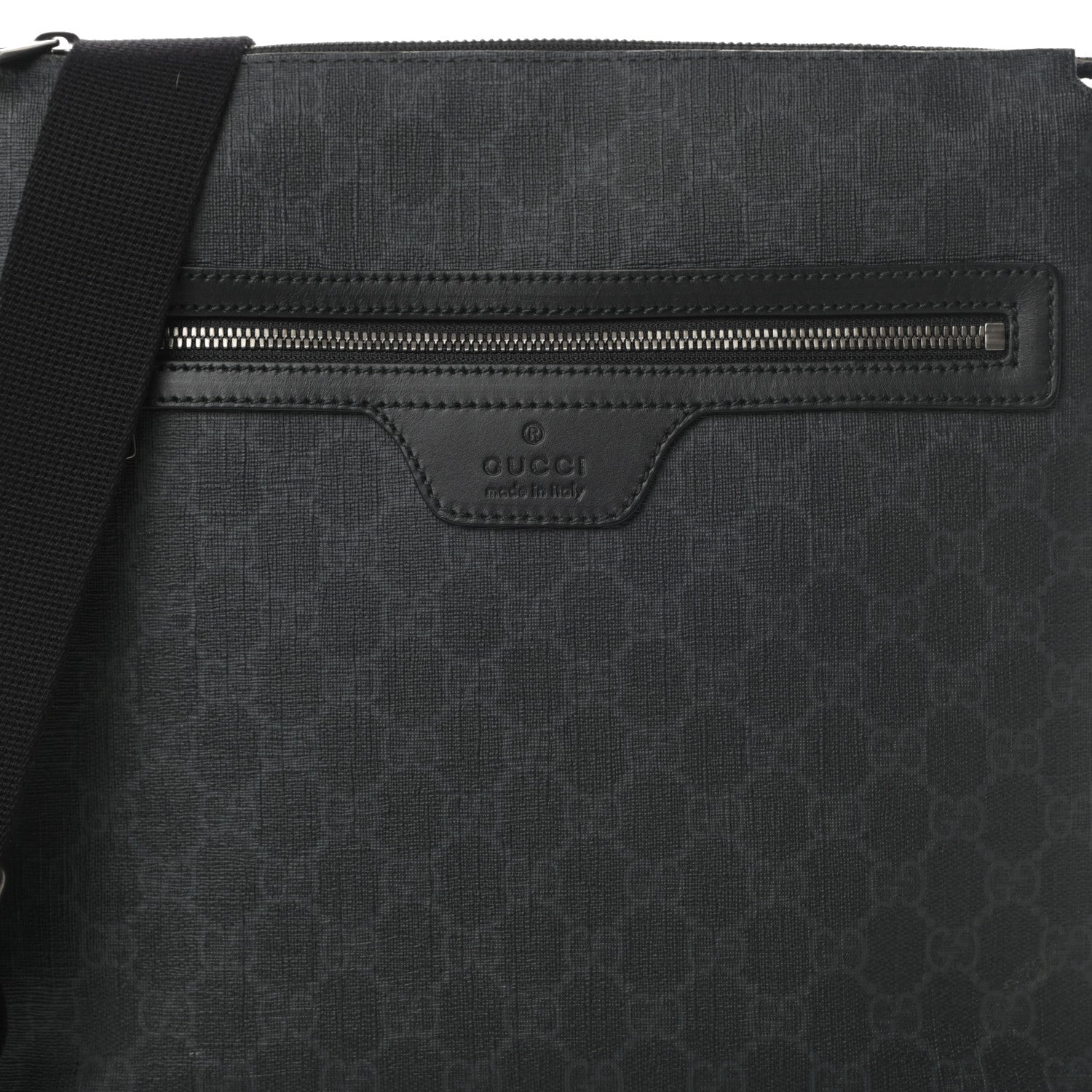 Gucci GG Supreme Monogram Crossbody Messenger Bag Black Grey 8 of 10