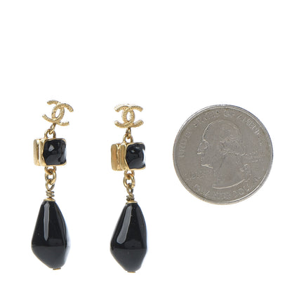 Chanel Bead CC Drop Earrings Black Gold 2 of 4