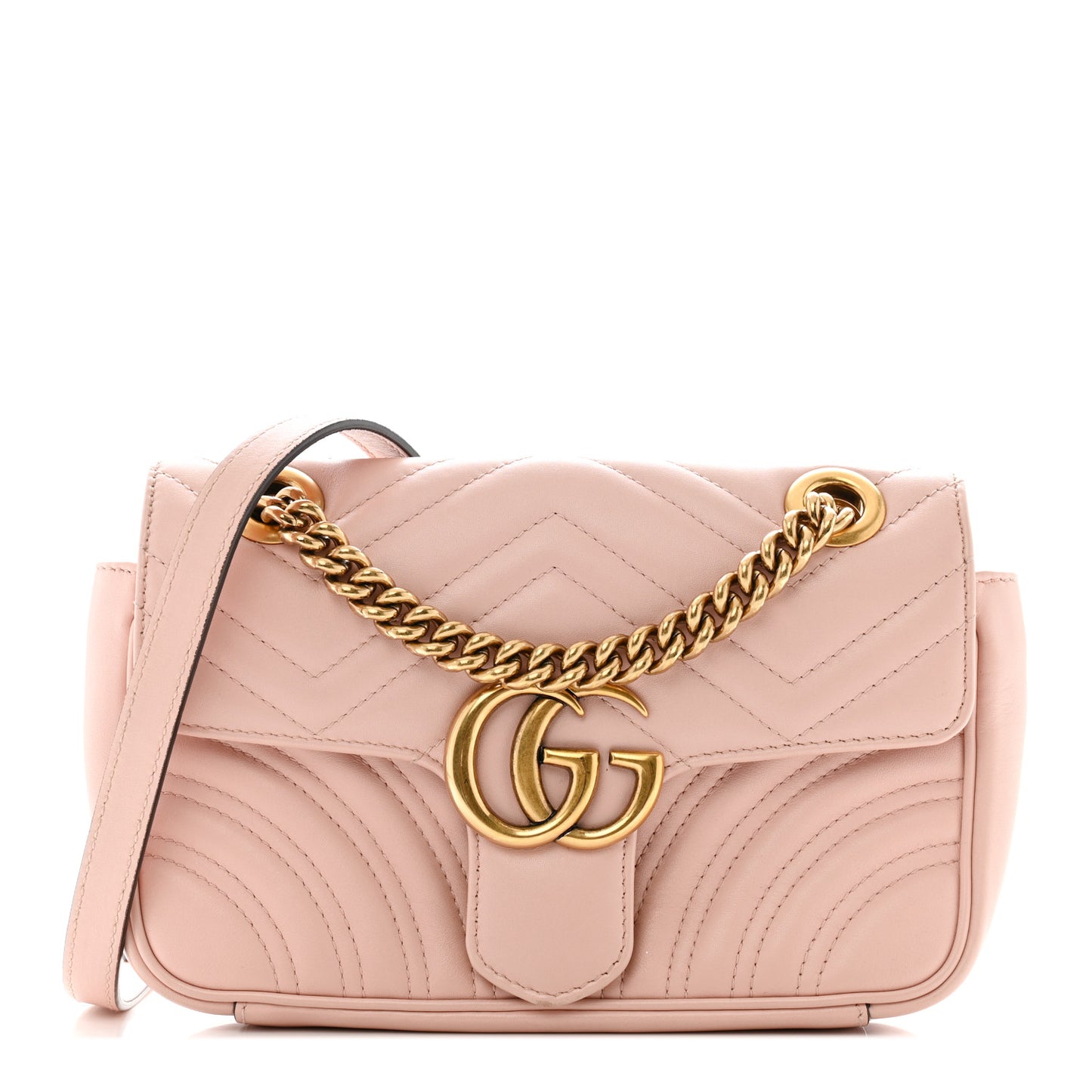 Calfskin Matelasse Mini GG Marmont Shoulder Bag Perfect Pink