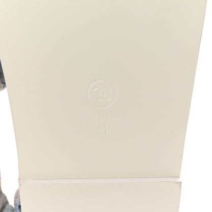 Chanel Printed Fabric Quilted Dad Sandals 41 Green Pink Blue 7 of 10