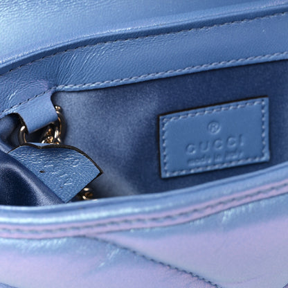 Gucci Iridescent Nappa Chevron Matelasse Super Mini GG Marmont Shoulder Bag Mindful Azure 7 of 11