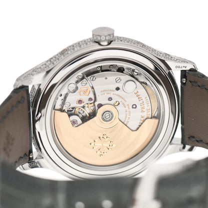 Patek Philippe 18K White Gold Alligator Diamond Mother of Pearl 38mm Annual Calendar Automatic Watch 4948G-010 4 of 5