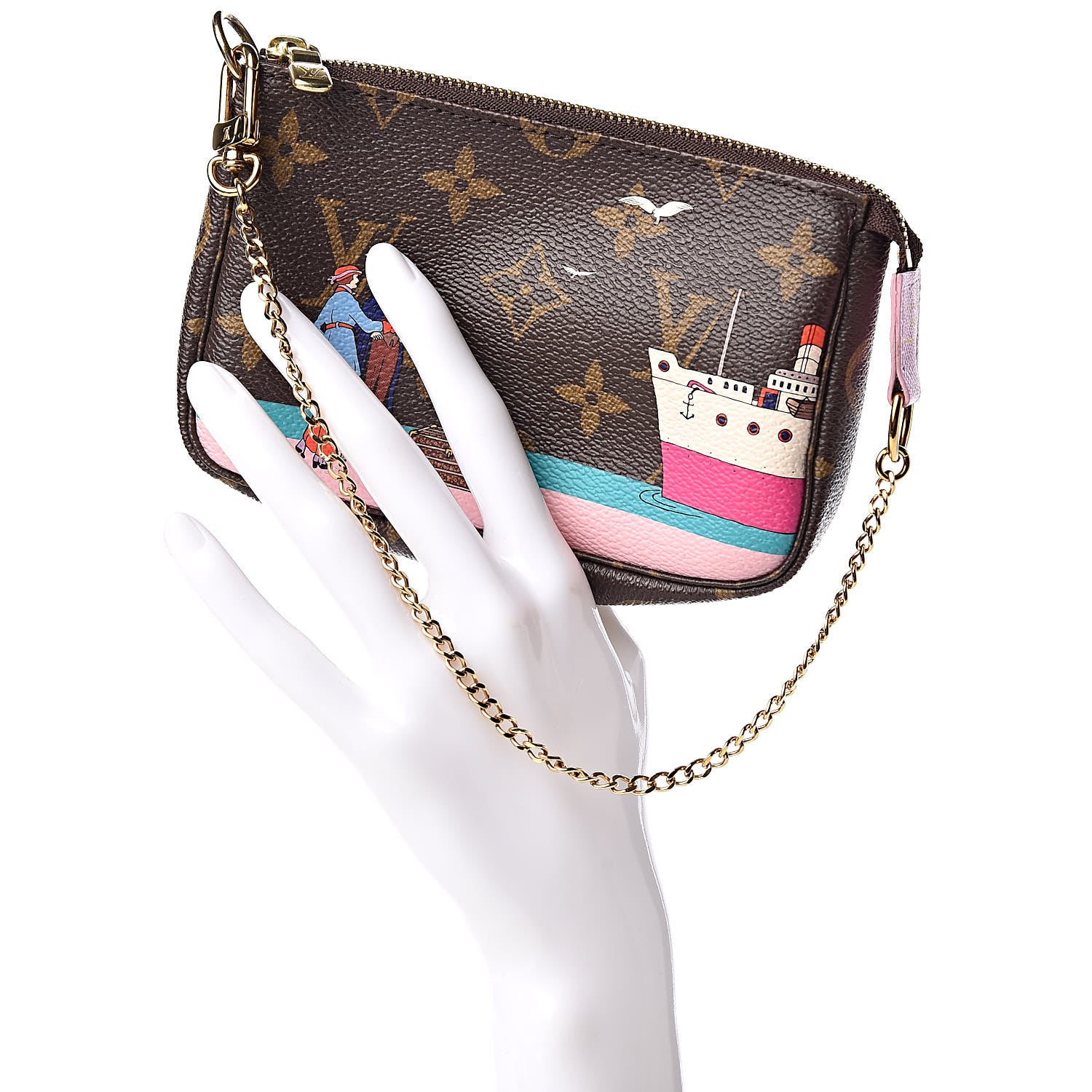 Louis Vuitton Monogram 2016 Christmas Animation Mini Pochette Accessories Rose Ballerine 2 of 7
