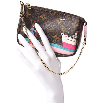 Louis Vuitton Monogram 2016 Christmas Animation Mini Pochette Accessories Rose Ballerine 2 of 7