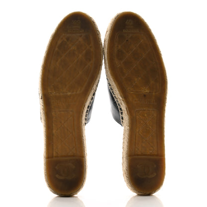Chanel Goatskin Patent Calfskin CC Espadrille Mules 40 Black 5 of 8