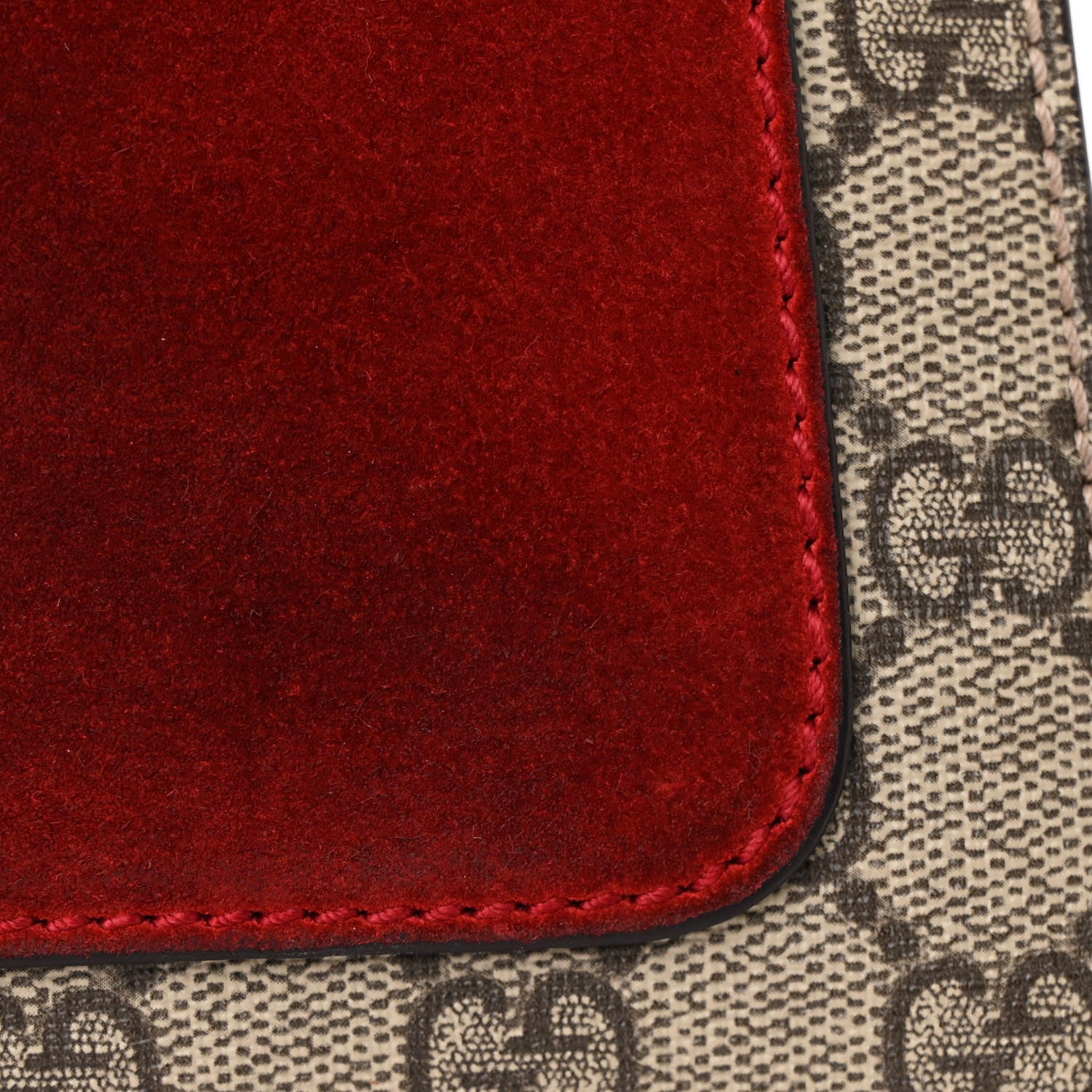 Gucci GG Supreme Monogram Suede Cudu Medium Dionysus Shoulder Bag Beige Ebony Vulcanic Red 16 of 16