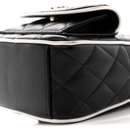 Chanel Lambskin Quilted Mini Backpack Black White 10 of 12