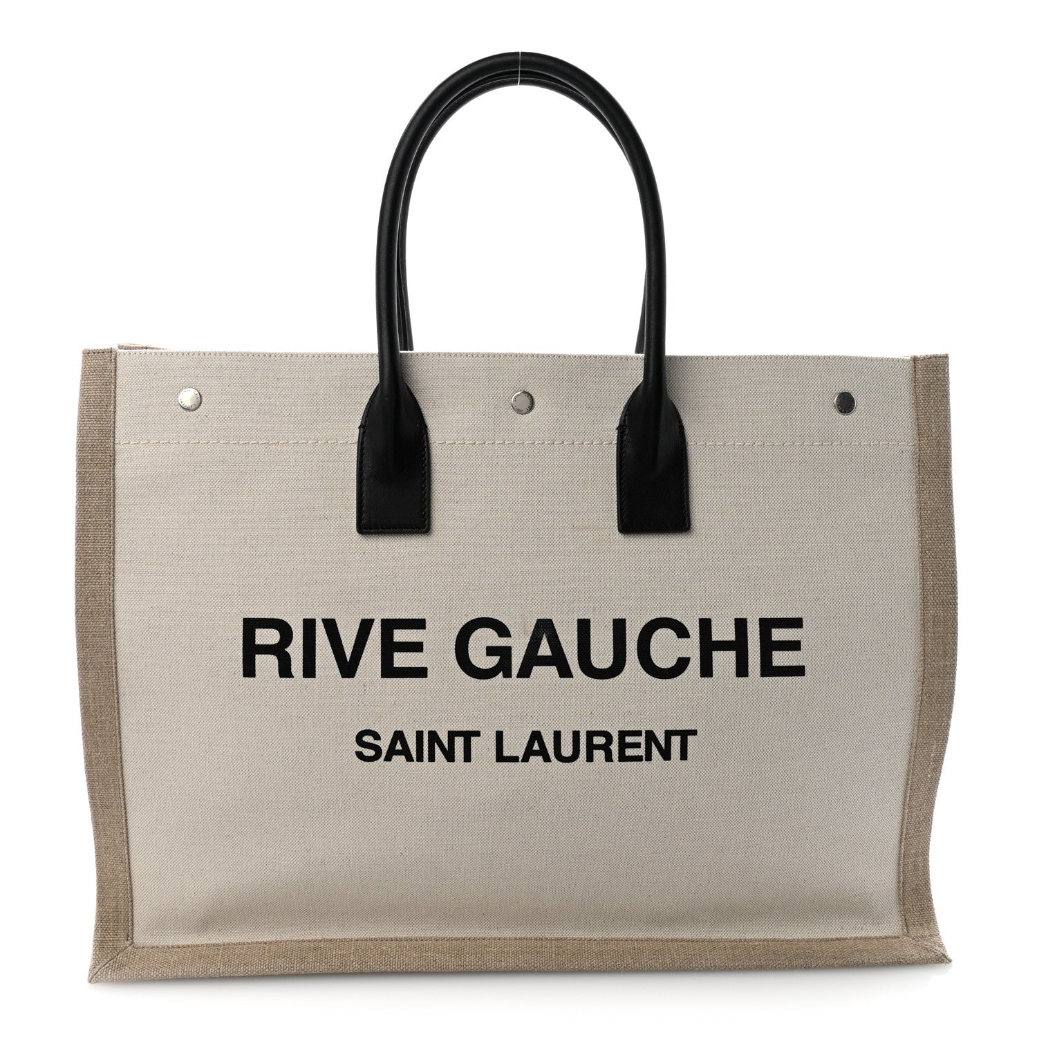 Saint Laurent Linen Calfskin Rive Gauche Tote Optic White 1 of 11