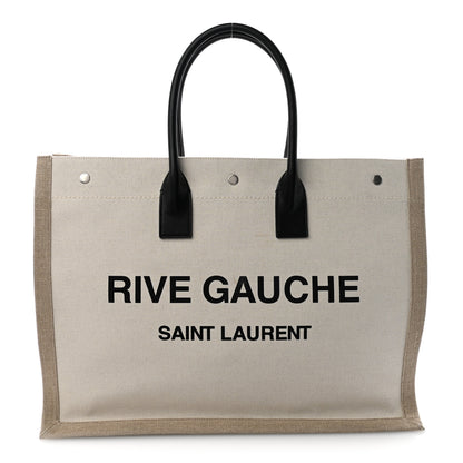 Saint Laurent Linen Calfskin Rive Gauche Tote Optic White 1 of 11