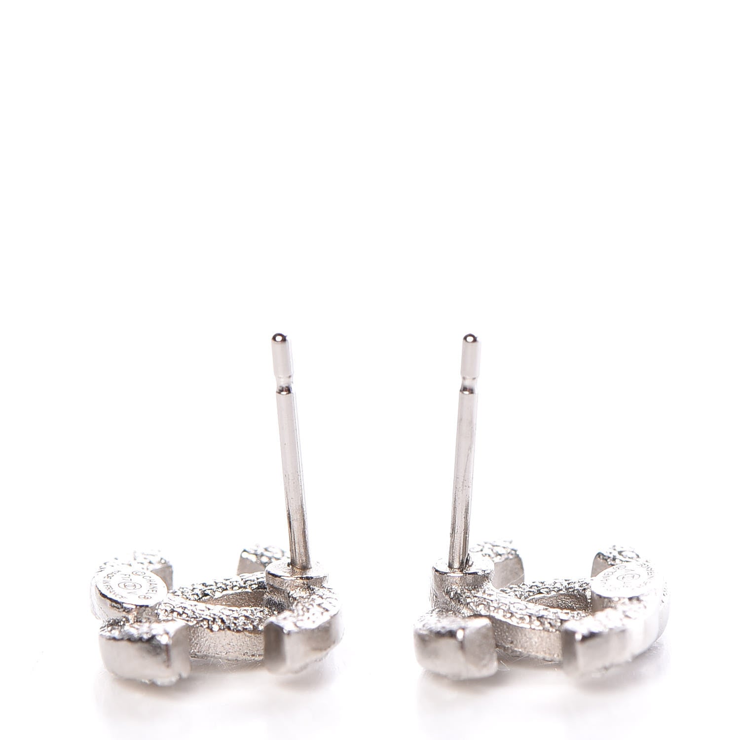 Chanel Crystal Timeless CC Earrings Silver 4 of 5