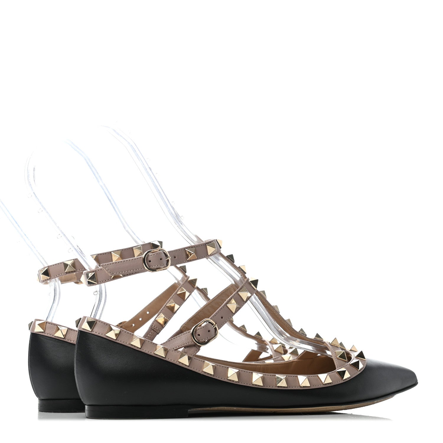 Valentino Garavani Nappa Rockstud Cage Ballerina Flats 36.5 Black Poudre 3 of 6