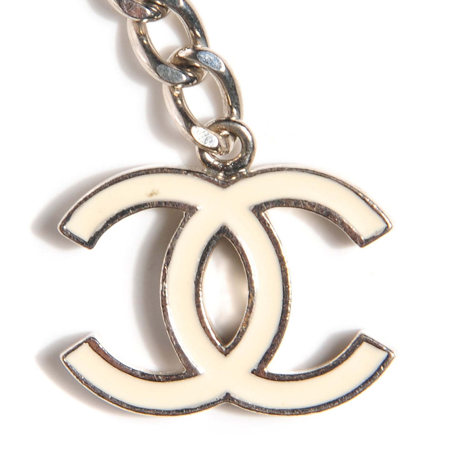 Enamel CC Adjustable Belt Silver White