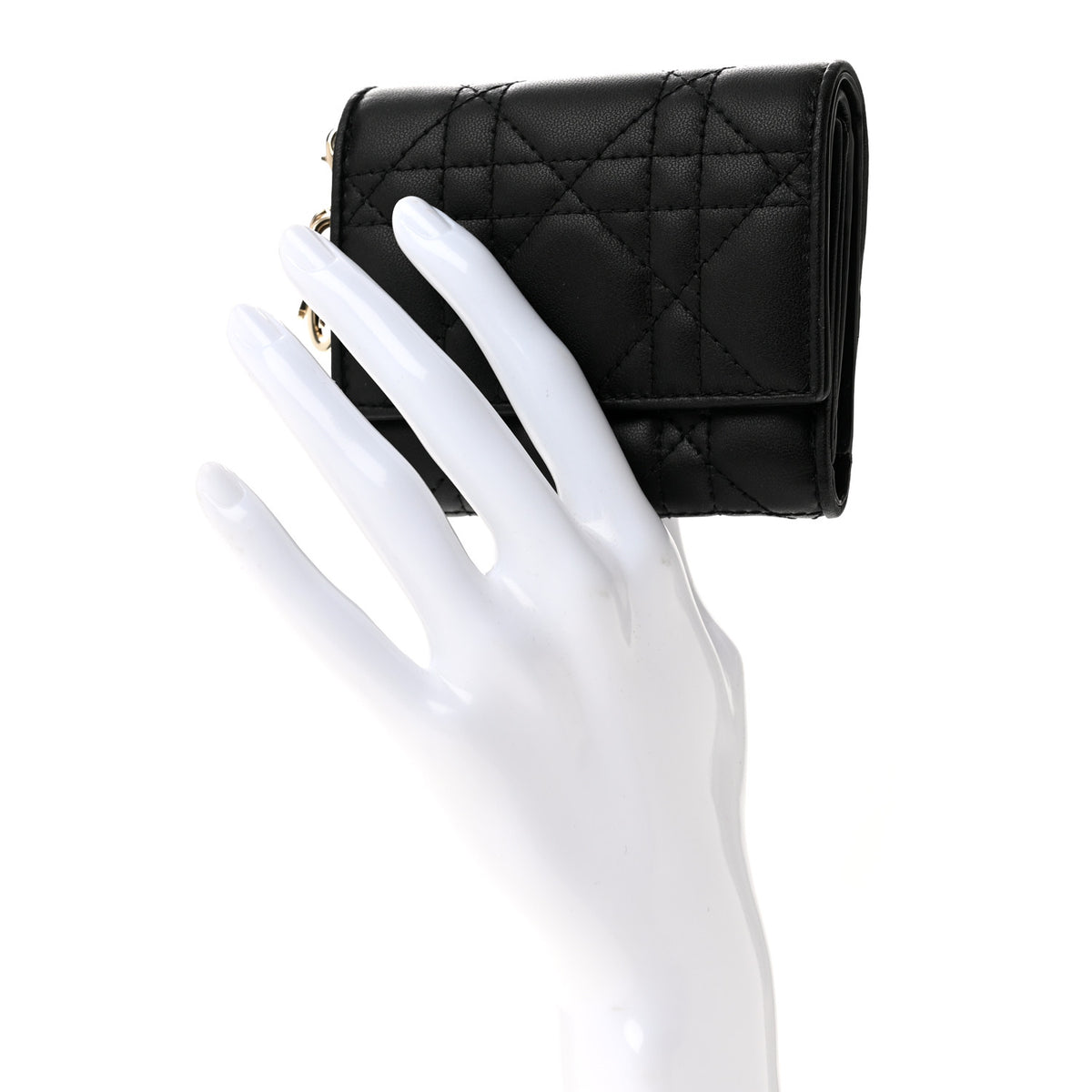 Lambskin Cannage Lady Dior Lotus Wallet Black