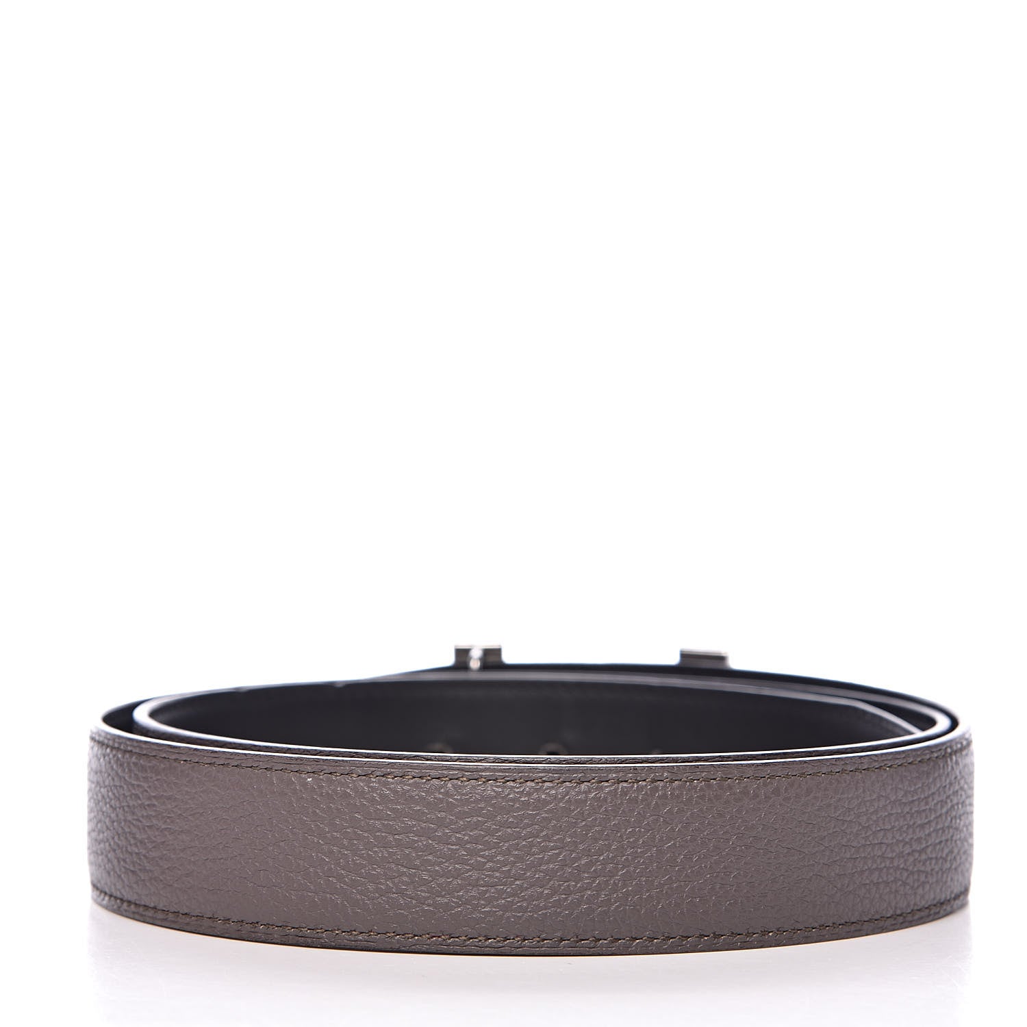 Hermes Taurillon Clemence Swift 32mm Quizz H Belt 95 Etain Black 3 of 7