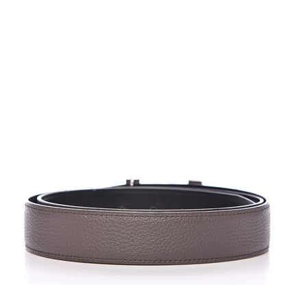 Hermes Taurillon Clemence Swift 32mm Quizz H Belt 95 Etain Black 3 of 7