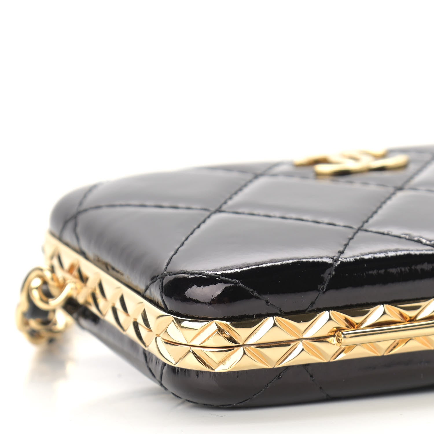 Chanel Glazed Goatskin Quilted Small Box With Chain Black 10 of 12