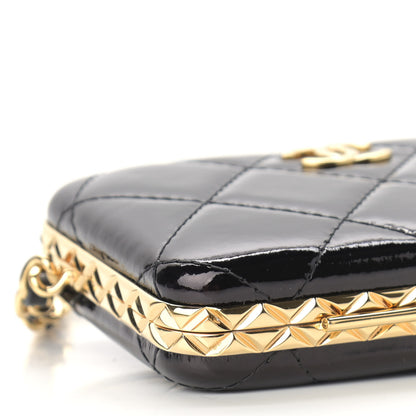Chanel Glazed Goatskin Quilted Small Box With Chain Black 10 of 12