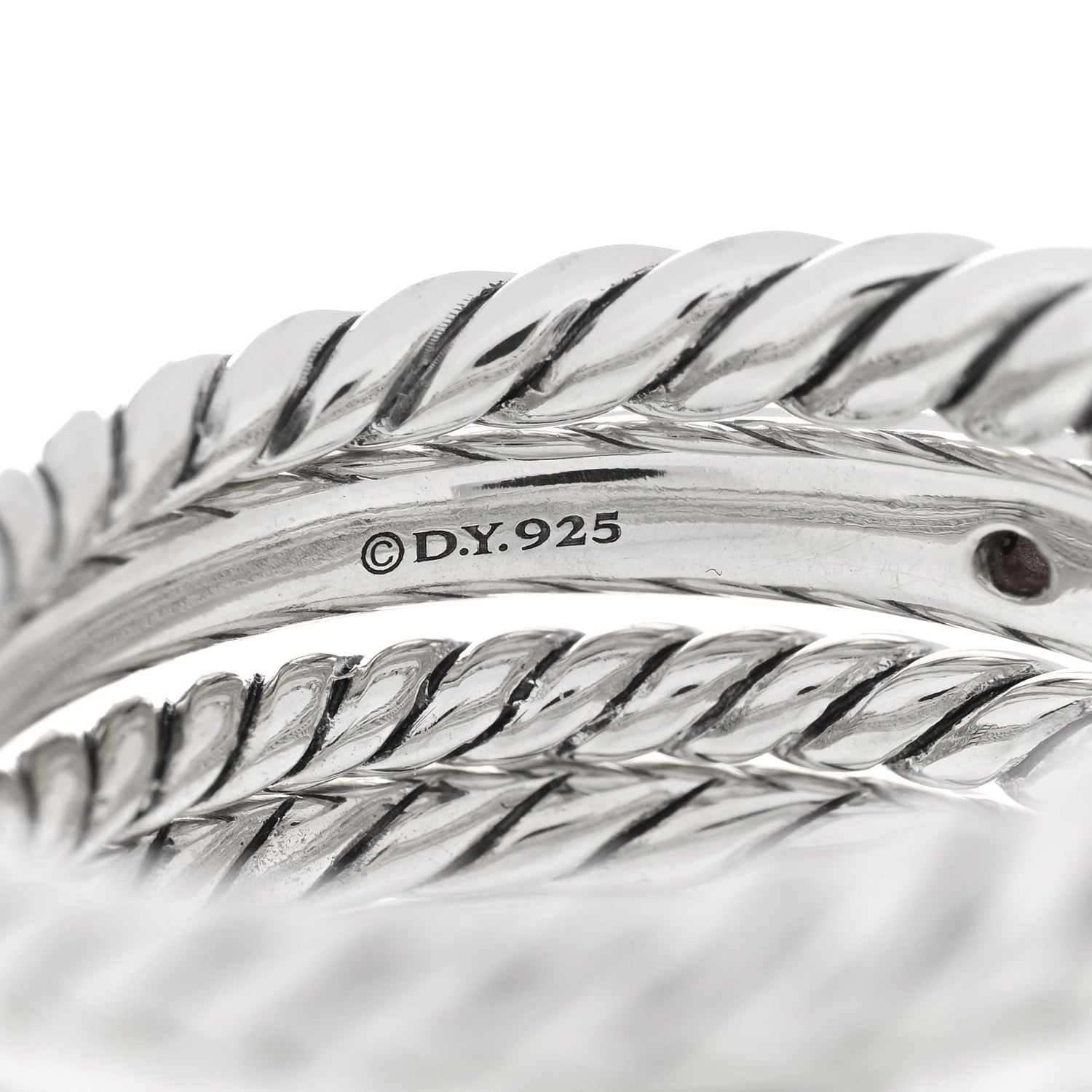 David Yurman Sterling Silver Diamond 16mm Stax Wide Stacked Ring 57 8 4 of 4