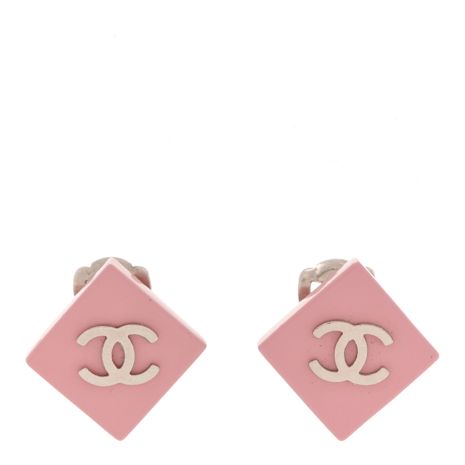 Chanel Acrylic CC Clip On Earrings Pink 1 of 4