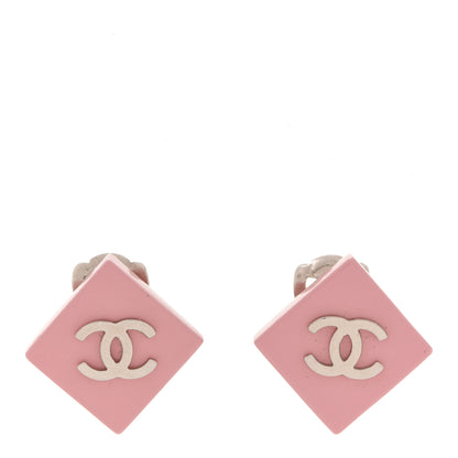 Chanel Acrylic CC Clip On Earrings Pink 1 of 4