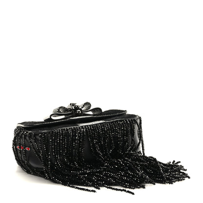 Christian Louboutin Pony Hair Patent Calfskin Mini Sweety Charity Fringe Crossbody Bag Black 4 of 8