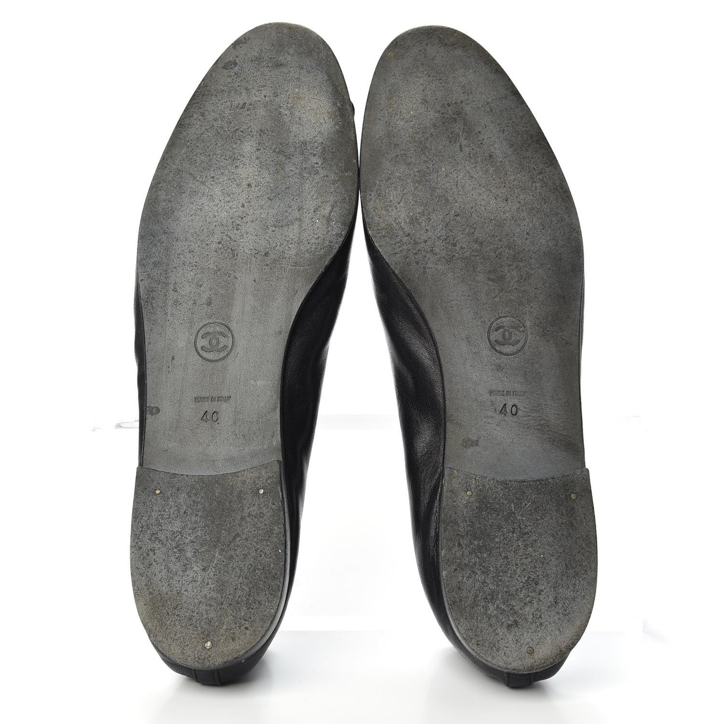 Lambskin Patent Cap Toe Ballerina Flats 40 Black