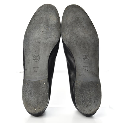 Chanel Lambskin Patent Cap Toe Ballerina Flats 40 Black 6 of 12