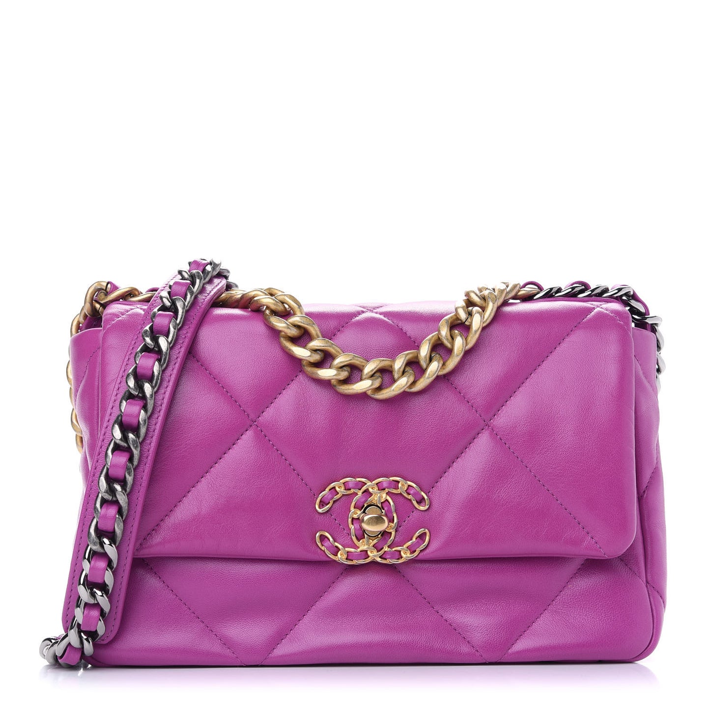 Lambskin Quilted Medium Chanel 19 Flap Purple