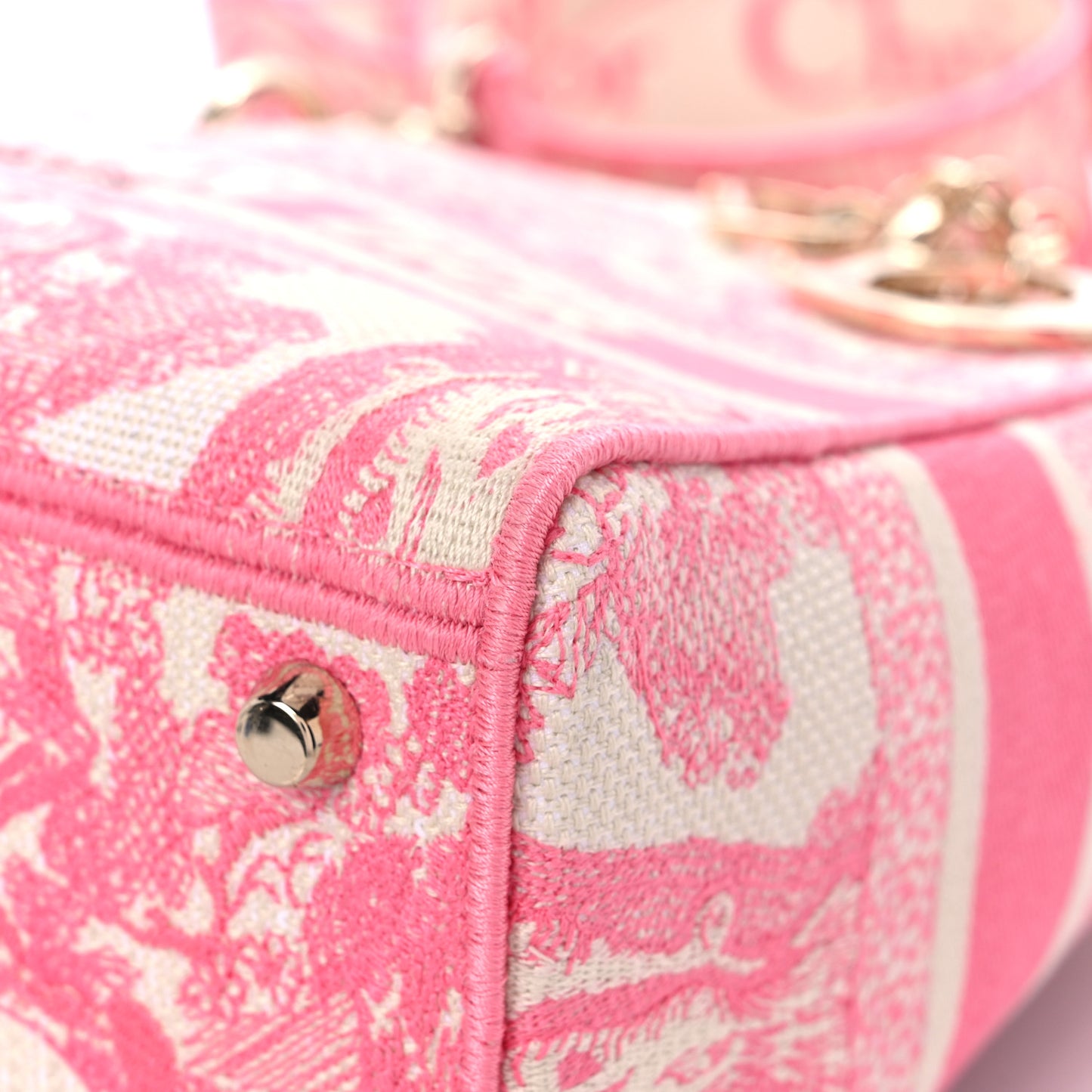 Canvas Toile De Jouy Embroidered Medium Lady D-Lite Peony Pink