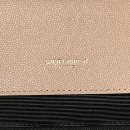 Saint Laurent Grain De Poudre Mixed Matelasse Large Triquilt Monogram Satchel Dark Beige 7 of 10