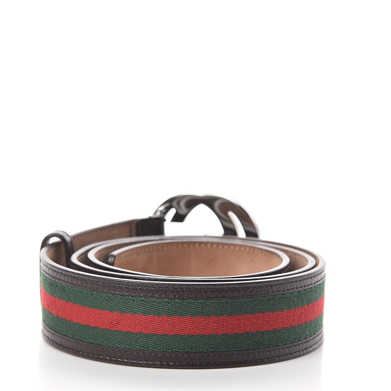 Gucci Calfskin Web Interlocking G Belt 105 42 Dark Brown 2 of 5