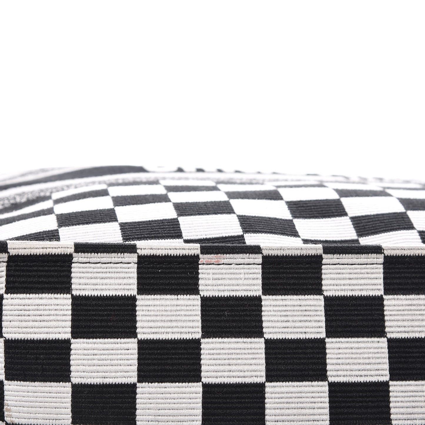 Canvas Embroidered Checkered Book Tote Black White