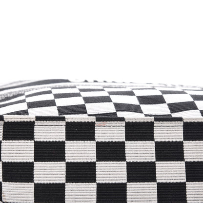 Christian Dior Canvas Embroidered Checkered Book Tote Black White 14 of 14