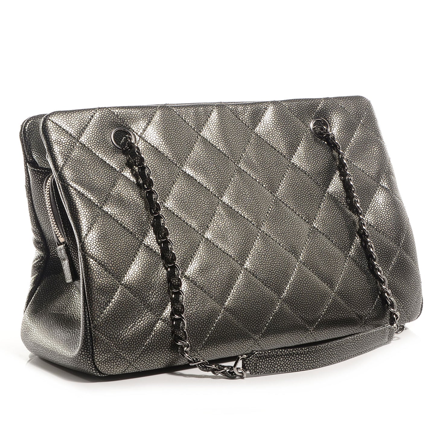 Caviar Timeless CC Shopping Tote Dark Silver