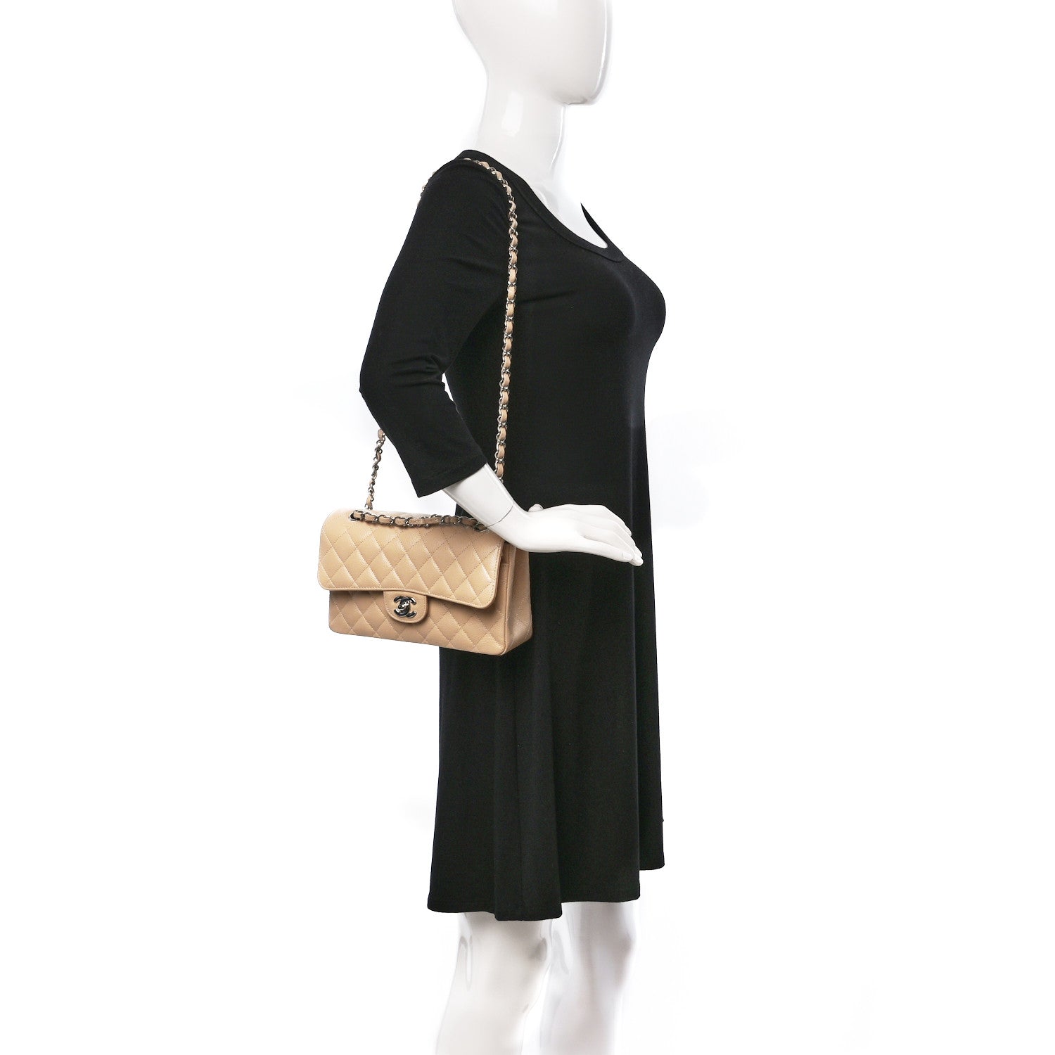 Chanel Caviar Quilted Small Double Flap Beige 2 of 10