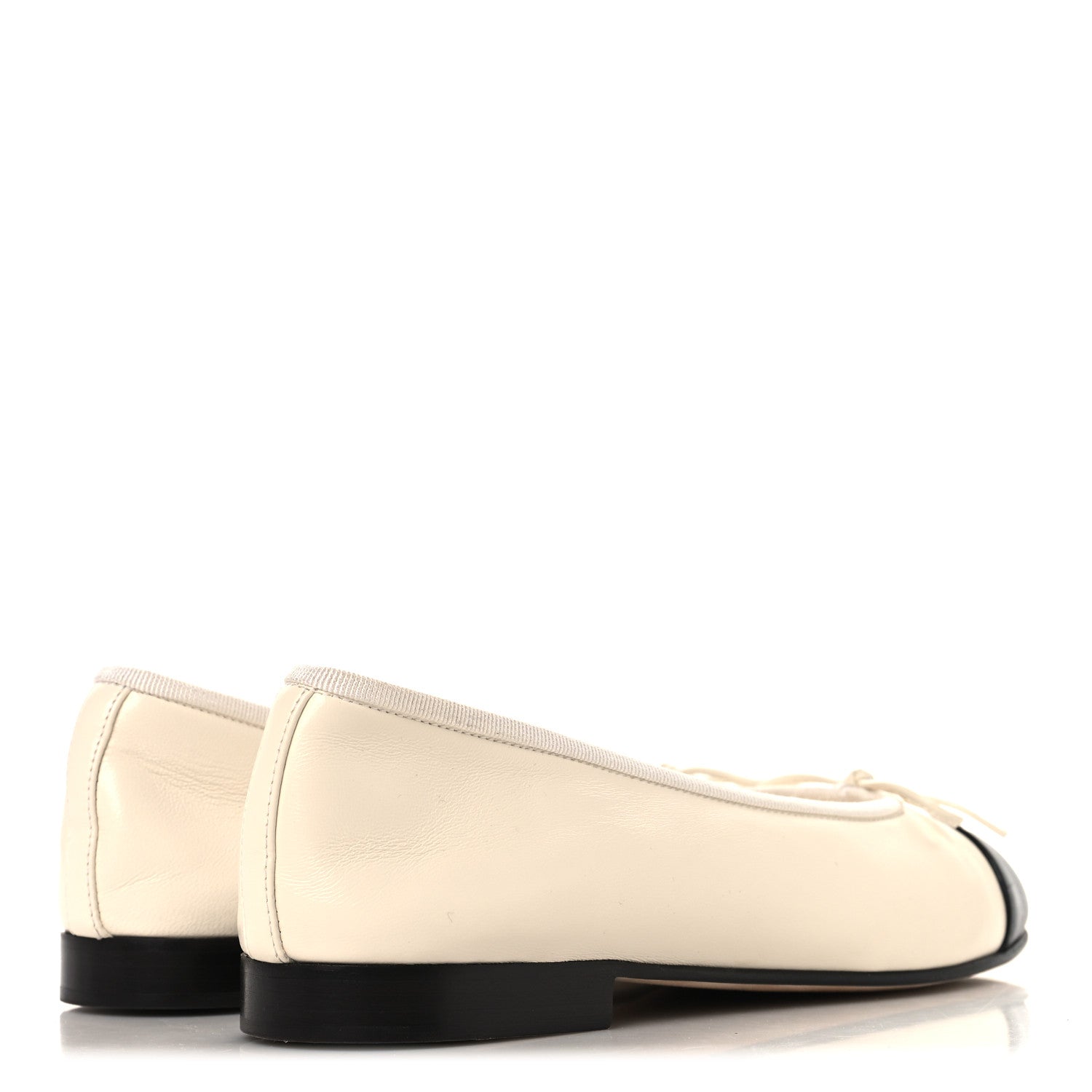 Chanel Lambskin Cap Toe CC Ballerina Flats 36.5 White Black 5 of 9