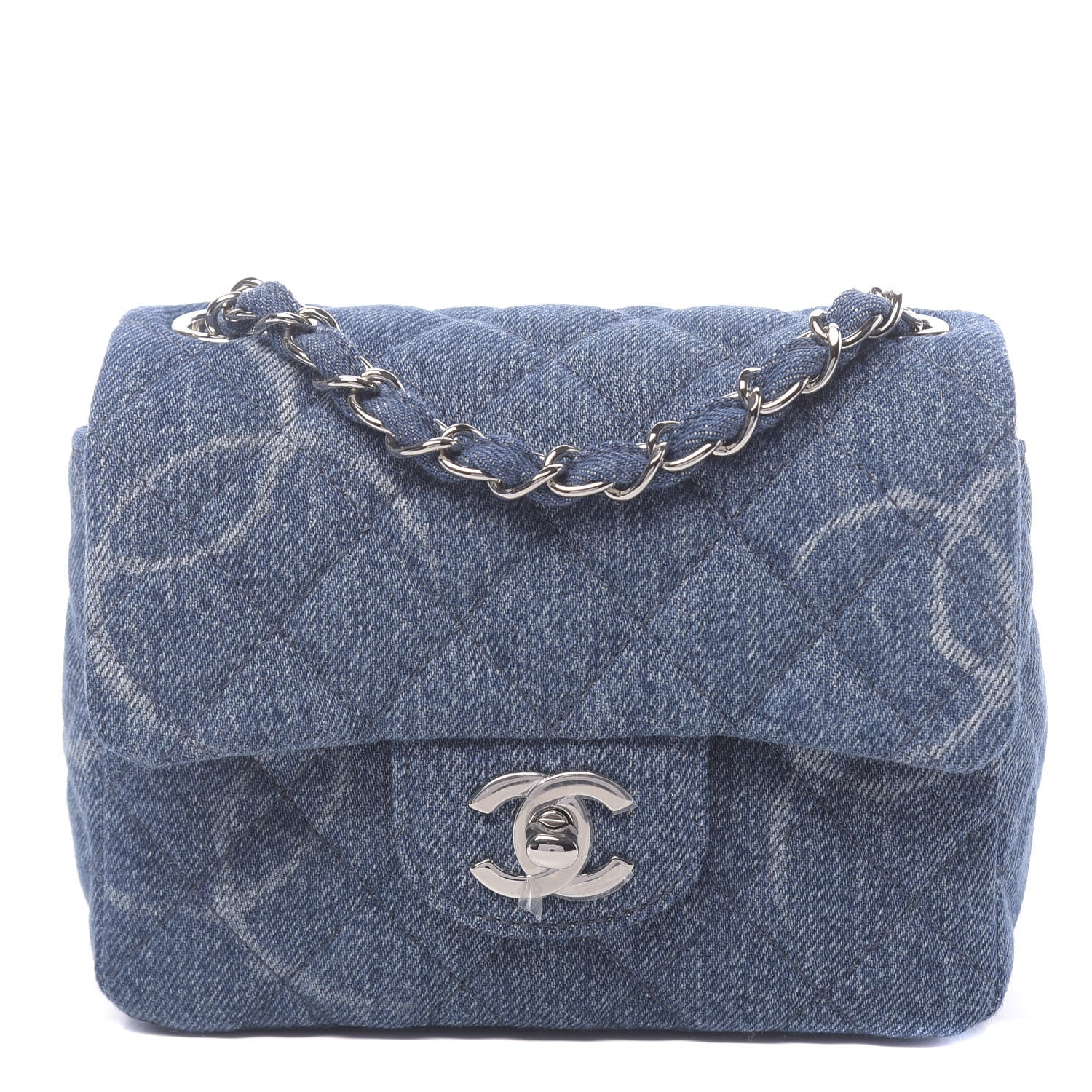 Chanel Denim CC Quilted Mini Square Flap Blue 1 of 11