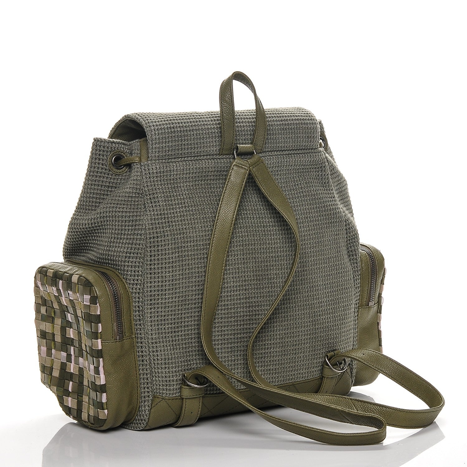 Chanel Tweed Canvas Cuba Pocket Backpack Khaki 2 of 7