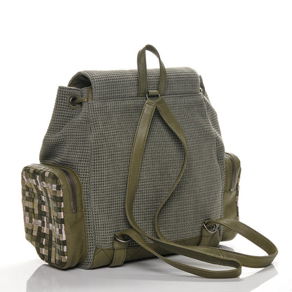 Chanel Tweed Canvas Cuba Pocket Backpack Khaki 2 of 7