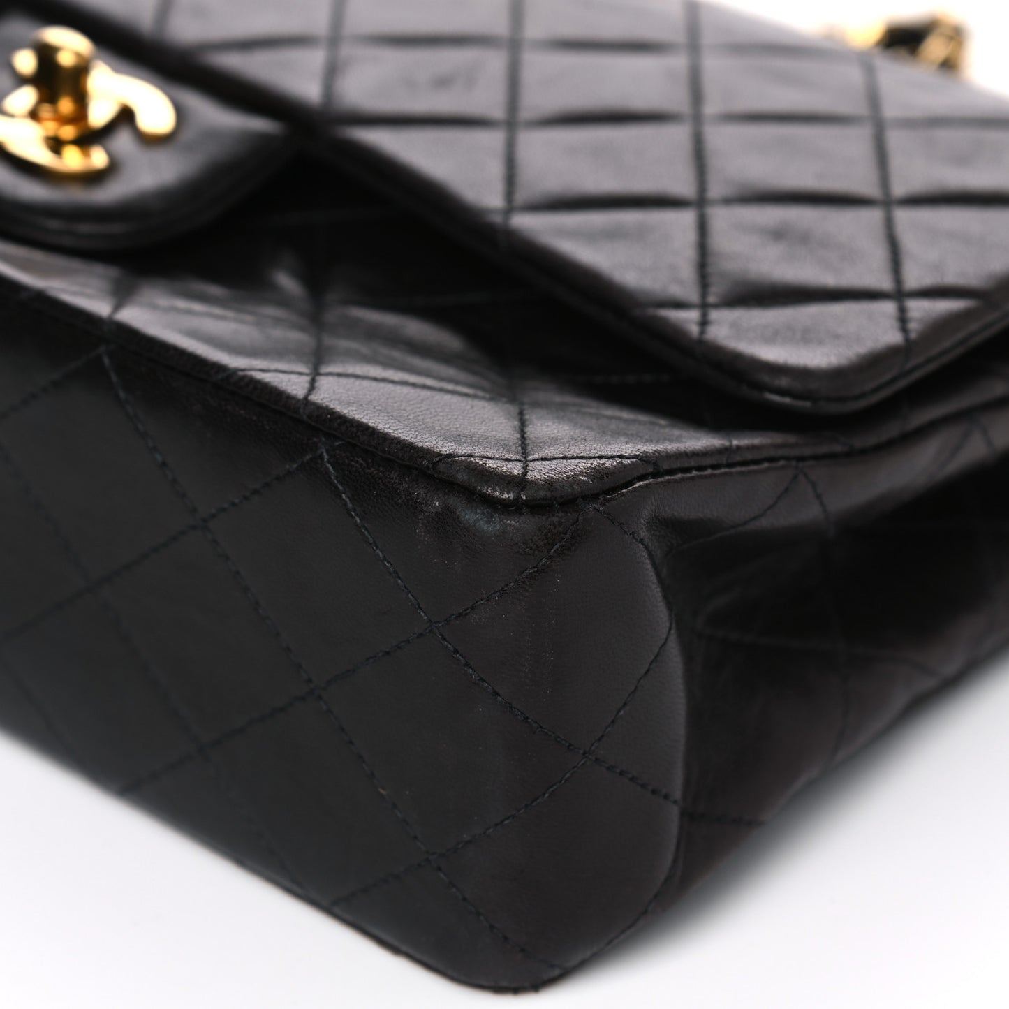 Lambskin Quilted Medium Double Flap Brown