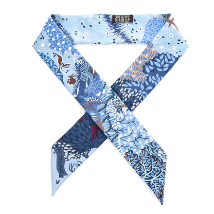 Hermes Silk Dans un Jardin Anglais Twilly Ciel Marine Brun 1 of 5