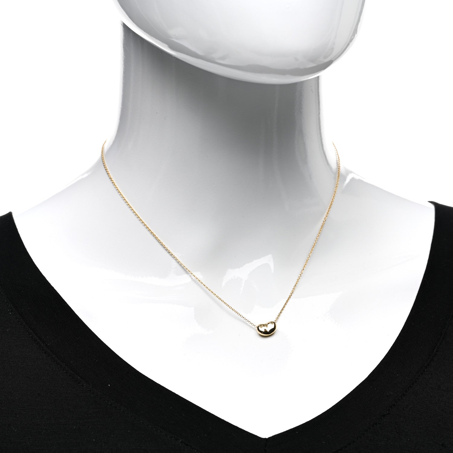 Tiffany 18K Yellow Gold 9mm Elsa Peretti Bean Pendant Necklace 2 of 4