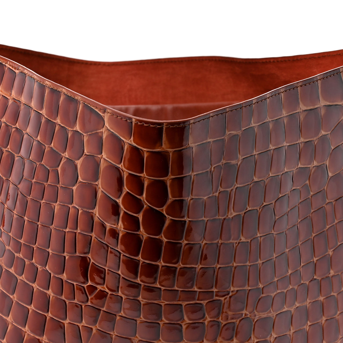 Patent Calfskin Crocodile Embossed Le 54 Tote Acajou