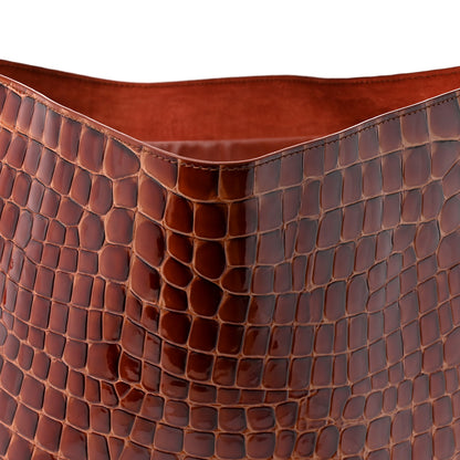 Christian Louboutin Patent Calfskin Crocodile Embossed Le 54 Tote Acajou 8 of 10