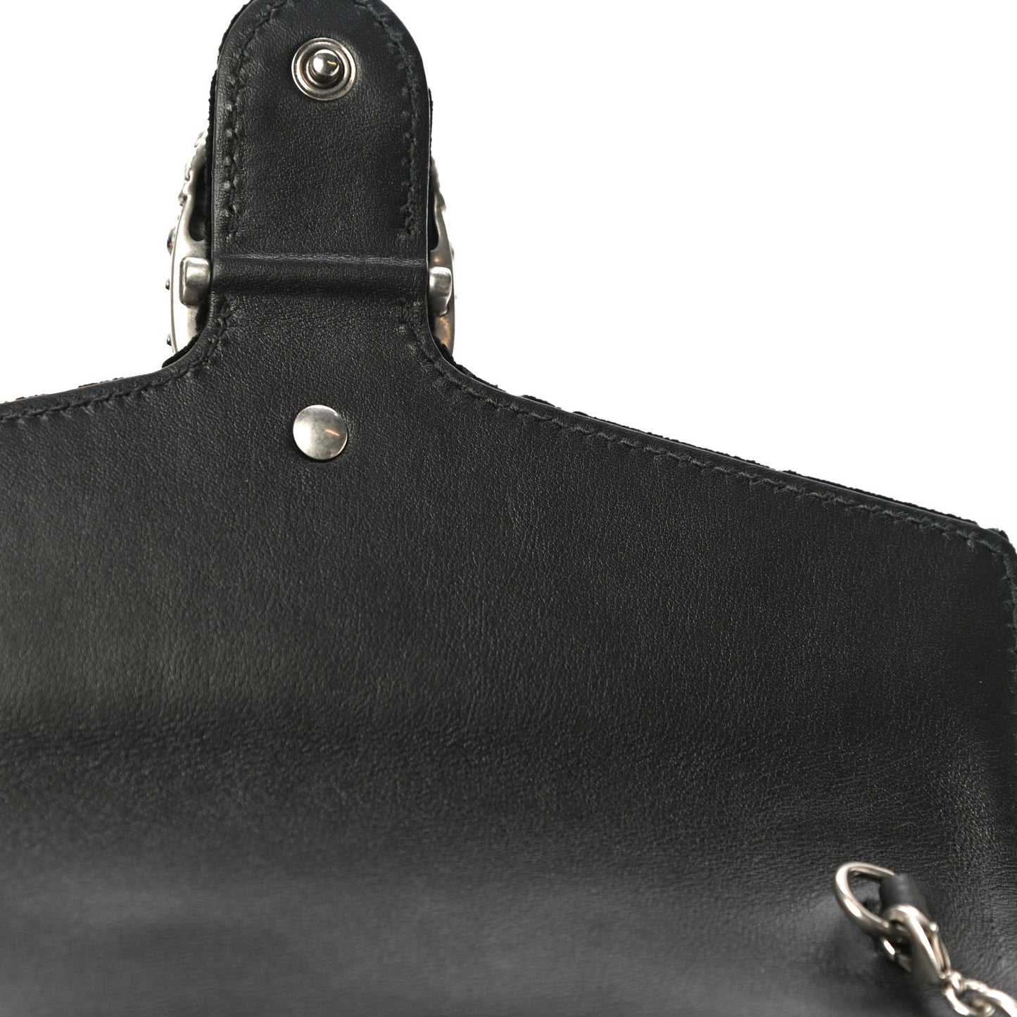 Velvet GG Monogram Mini Dionysus Chain Wallet Black